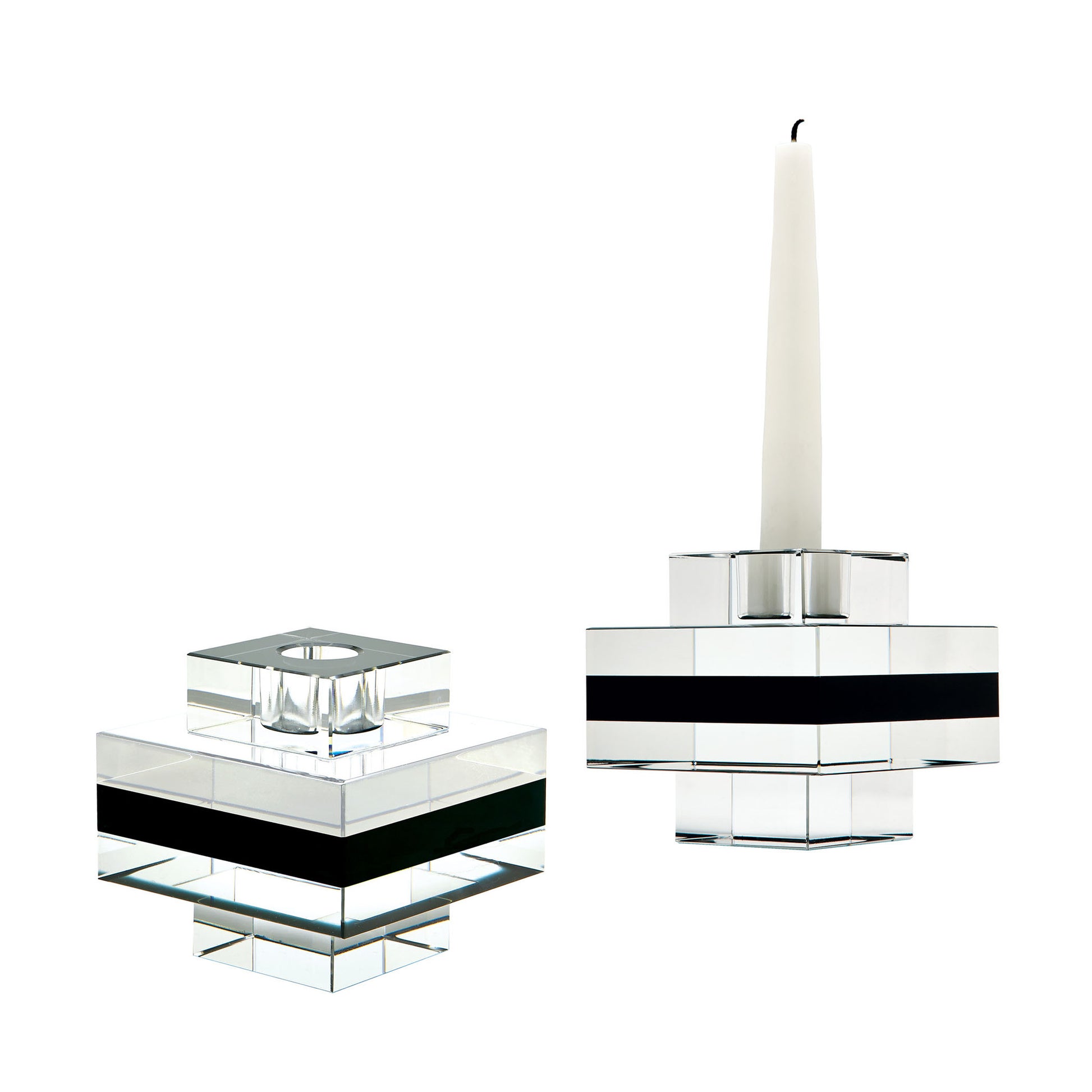 Dimond Home Tuxedo Crystal Pedestal Candleholders - Set Of 2 | Modishstore | Candle Holders