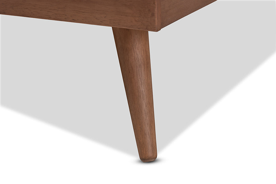 Baxton Studio Karine Mid-Century Modern Walnut Brown Finished Wood King Size Platform Bed | Beds | Modishstore - 3