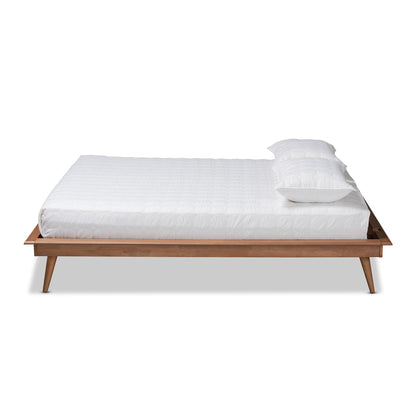 Baxton Studio Karine Mid-Century Modern Walnut Brown Finished Wood Full Size Platform Bed Frame | Beds | Modishstore - 2