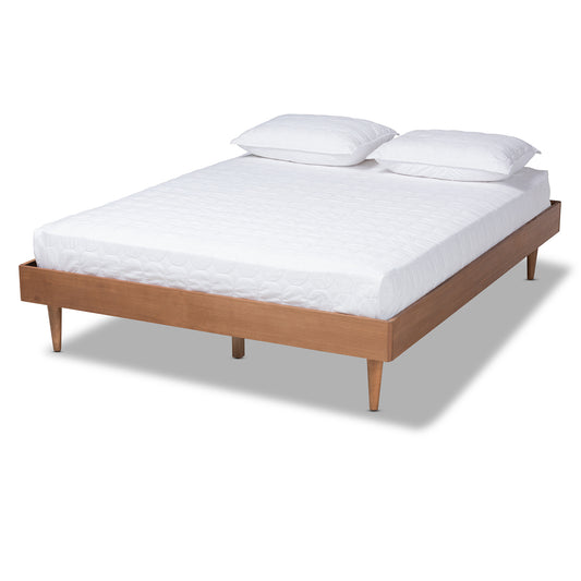 Baxton Studio Rina Mid-Century Modern Ash Wanut Finished Full Size Wood Bed Frame | Beds | Modishstore