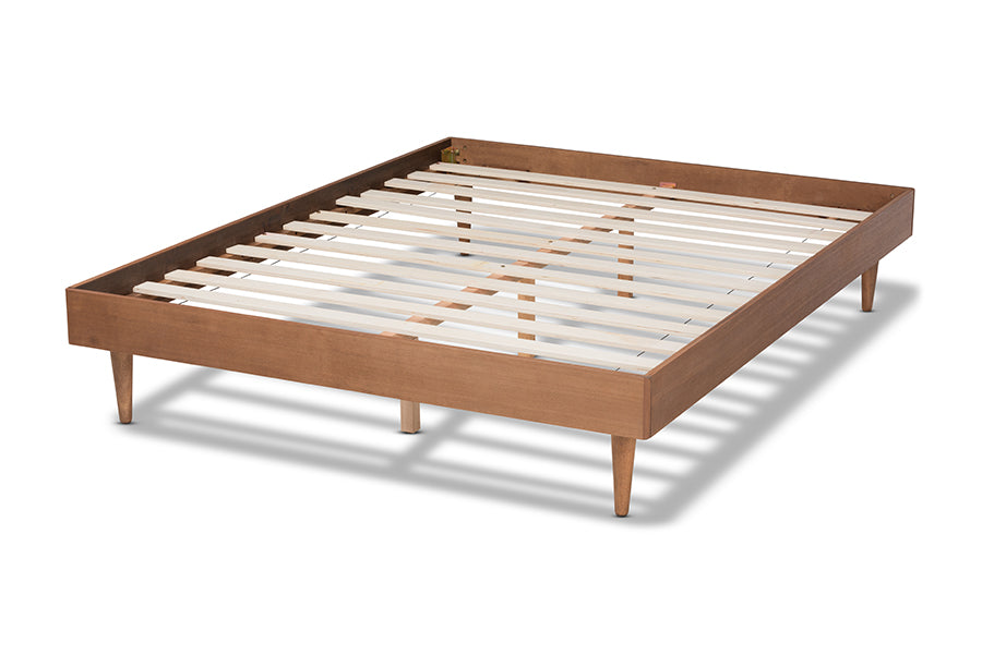 Baxton Studio Rina Mid-Century Modern Ash Wanut Finished Full Size Wood Bed Frame | Beds | Modishstore - 4
