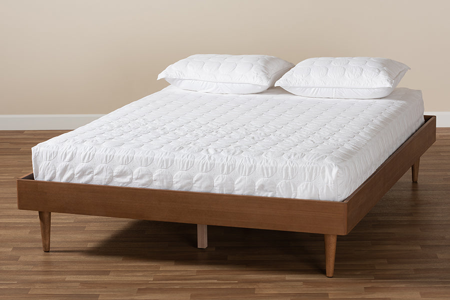 Baxton Studio Rina Mid-Century Modern Ash Wanut Finished Full Size Wood Bed Frame | Beds | Modishstore - 2