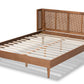Baxton Studio Rina Mid-Century Modern Ash Wanut Finished Wood and Synthetic Rattan King Size Platform Bed with Wrap-Around Headboard | Beds | Modishstore - 7