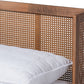Baxton Studio Rina Mid-Century Modern Ash Wanut Finished Wood and Synthetic Rattan King Size Platform Bed with Wrap-Around Headboard | Beds | Modishstore - 6