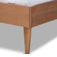 Baxton Studio Rina Mid-Century Modern Ash Wanut Finished Wood and Synthetic Rattan King Size Platform Bed with Wrap-Around Headboard | Beds | Modishstore - 5