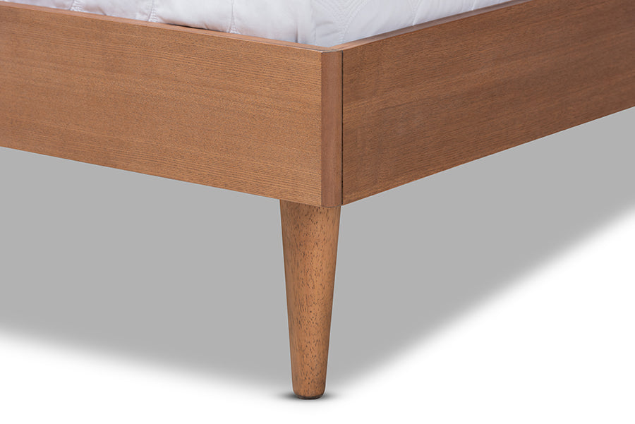 Baxton Studio Rina Mid-Century Modern Ash Wanut Finished Wood and Synthetic Rattan King Size Platform Bed with Wrap-Around Headboard | Beds | Modishstore - 5