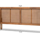 Baxton Studio Rina Mid-Century Modern Ash Wanut Finished Wood and Synthetic Rattan Full Size Wrap-Around Headboard | Headboards | Modishstore - 4