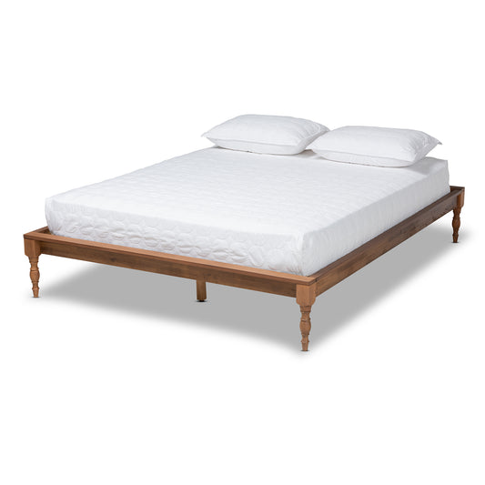 Baxton Studio Romy Vintage French Inspired Ash Wanut Finished Full Size Wood Bed Frame | Beds | Modishstore