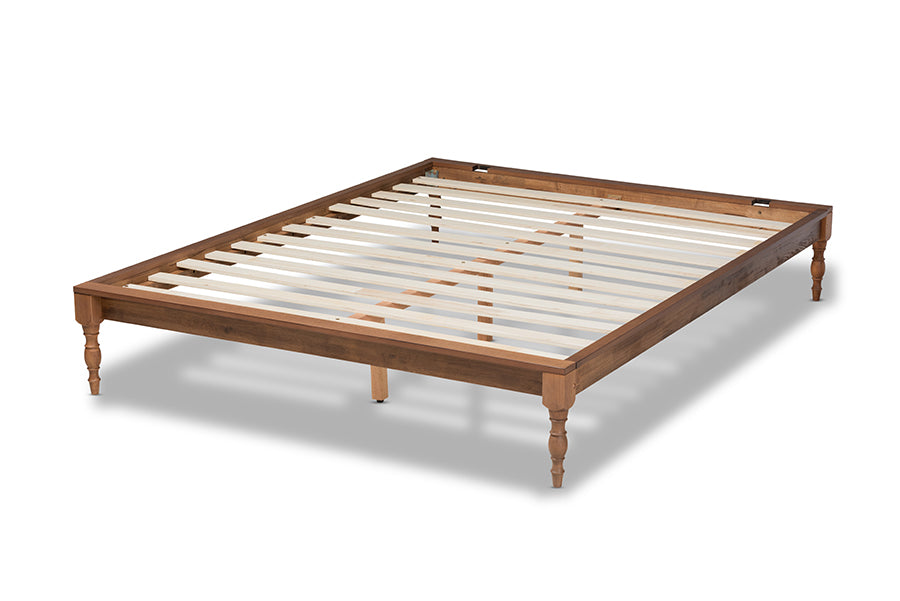 Baxton Studio Romy Vintage French Inspired Ash Wanut Finished Full Size Wood Bed Frame | Beds | Modishstore - 4