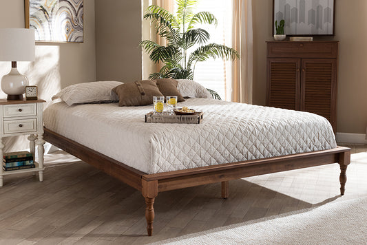 Baxton Studio Romy Vintage French Inspired Ash Wanut Finished King Size Wood Bed Frame | Modishstore | Beds