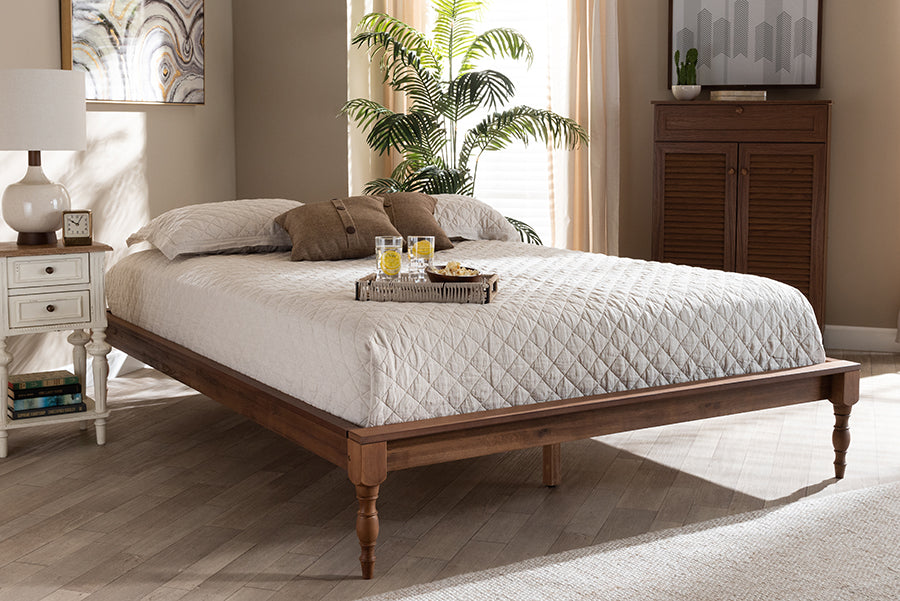 Baxton Studio Romy Vintage French Inspired Ash Wanut Finished Queen Size Wood Bed Frame | Beds | Modishstore - 3