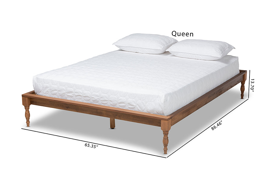 Baxton Studio Romy Vintage French Inspired Ash Wanut Finished Queen Size Wood Bed Frame | Beds | Modishstore - 6