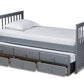 baxton studio trine classic and traditional grey finished wood twin size daybed with trundle | Modish Furniture Store-3