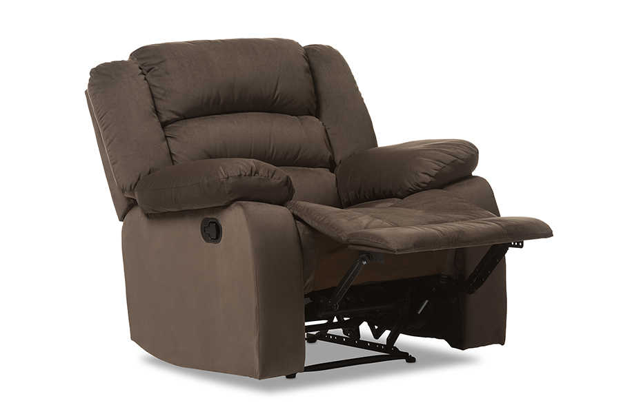 baxton studio hollace modern and contemporary taupe microsuede 1 seater recliner | Modish Furniture Store-6