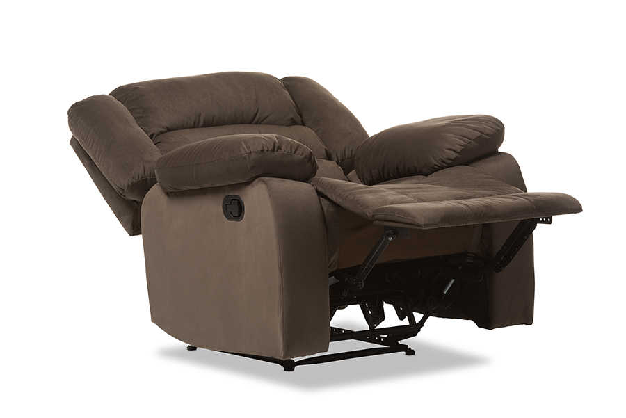 baxton studio hollace modern and contemporary taupe microsuede 1 seater recliner | Modish Furniture Store-5
