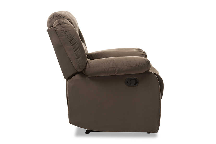 baxton studio hollace modern and contemporary taupe microsuede 1 seater recliner | Modish Furniture Store-4