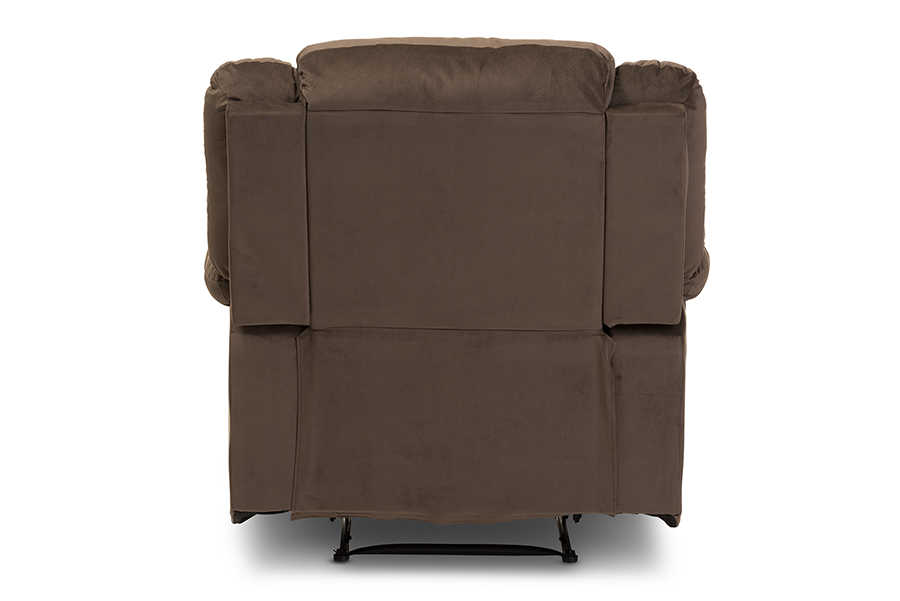 baxton studio hollace modern and contemporary taupe microsuede 1 seater recliner | Modish Furniture Store-3