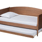 baxton studio veles mid century modern ash walnut finished wood full size daybed with trundle | Modish Furniture Store-4