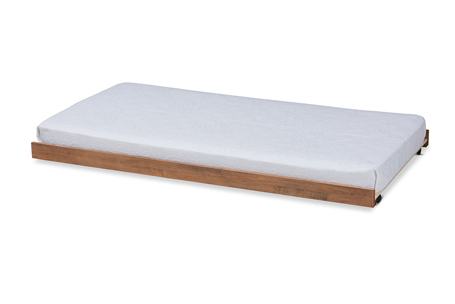 baxton studio veles modern and contemporary ash walnut finished twin size trundle bed | Modish Furniture Store-2