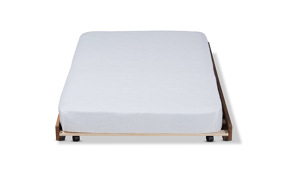 baxton studio veles modern and contemporary ash walnut finished twin size trundle bed | Modish Furniture Store-3