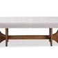 baxton studio theo mid century modern greyish beige fabric upholstered walnut finished bench | Modish Furniture Store-3