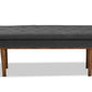 baxton studio arne mid century modern dark grey fabric upholstered walnut finished bench | Modish Furniture Store-3