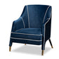 baxton studio ainslie glam and luxe navy blue velvet fabric upholstered gold finished armchair | Modish Furniture Store-2