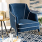 Baxton Studio Ainslie Glam and Luxe Navy Blue Velvet Fabric Upholstered Gold Finished Armchair | Modishstore | Armchairs