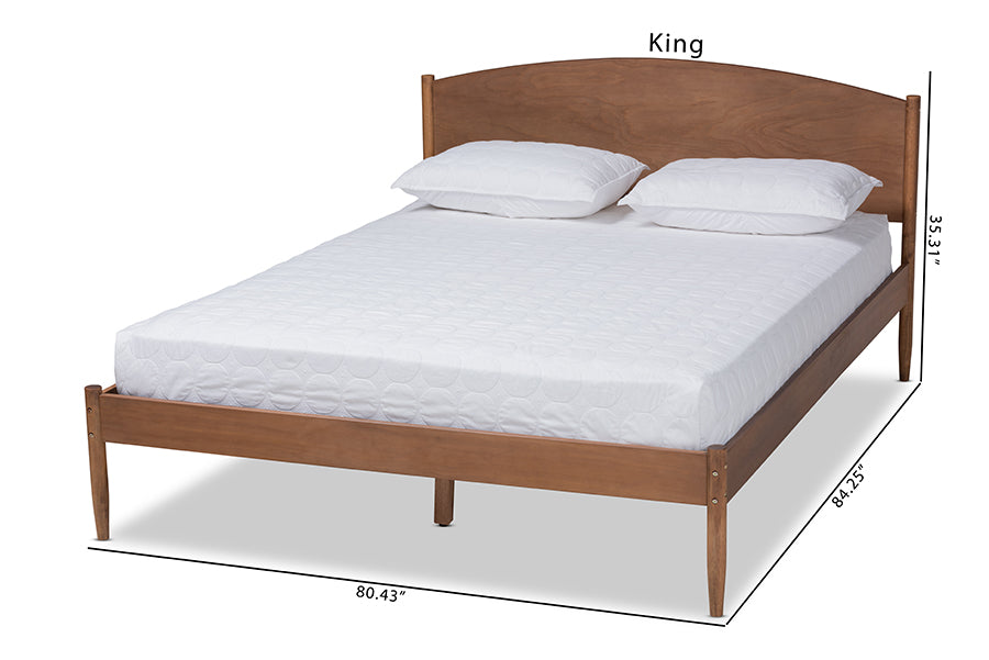 Baxton Studio Leanora Mid-Century Modern Ash Wanut Finished King Size Wood Platform Bed | Beds | Modishstore - 6