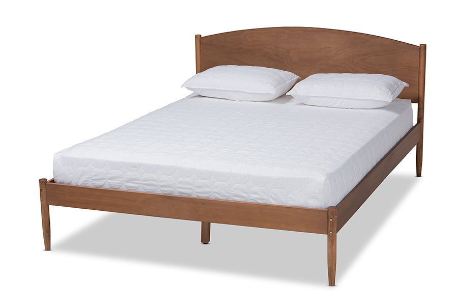 baxton studio leanora mid century modern ash wanut finished queen size wood platform bed | Modish Furniture Store-2