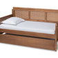 baxton studio toveli vintage french inspired ash wanut finished wood and synthetic rattan daybed with trundle | Modish Furniture Store-2