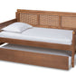 baxton studio toveli vintage french inspired ash wanut finished wood and synthetic rattan daybed with trundle | Modish Furniture Store-3