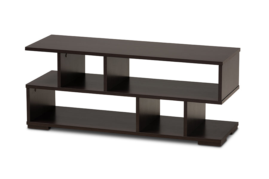 baxton studio arne modern and contemporary dark brown finished wood tv stand | Modish Furniture Store-2