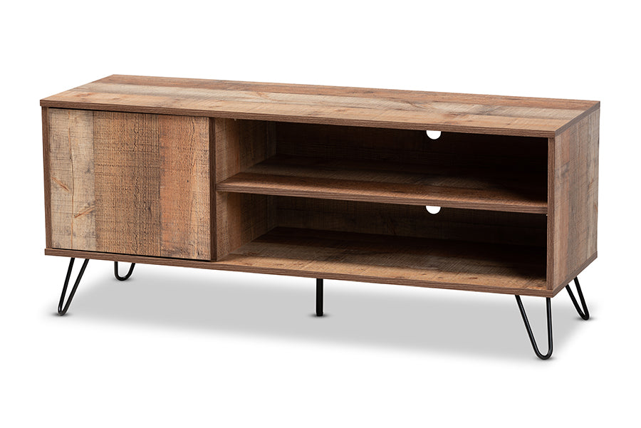 baxton studio iver modern and contemporary rustic oak finished 1 door wood tv stand | Modish Furniture Store-2