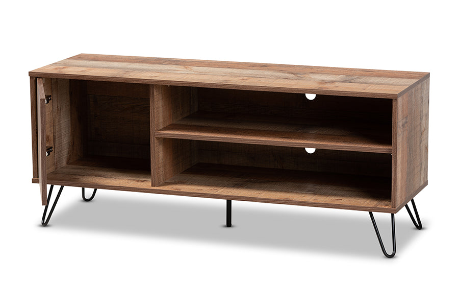 baxton studio iver modern and contemporary rustic oak finished 1 door wood tv stand | Modish Furniture Store-3