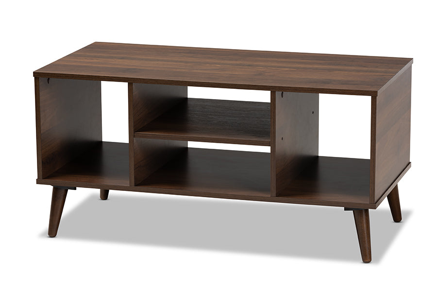 baxton studio linas mid century modern walnut finished coffee table | Modish Furniture Store-2