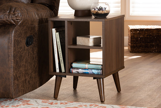 Baxton Studio Sami Mid-Century Modern Walnut Finished Wood End Table | Modishstore | End Tables