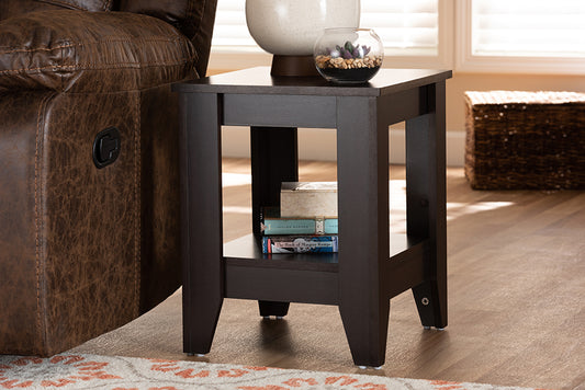 Baxton Studio Audra Modern and Contemporary Dark Brown Finished Wood End Table | Modishstore | End Tables