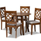 baxton studio adara modern and contemporary grey fabric upholstered and walnut brown finished wood 5 piece dining set | Modish Furniture Store-2