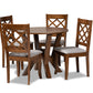 baxton studio zoe modern and contemporary grey fabric upholstered and walnut brown finished wood 5 piece dining set | Modish Furniture Store-2