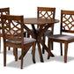 baxton studio elena modern and contemporary grey fabric upholstered and walnut brown finished wood 5 piece dining set | Modish Furniture Store-2