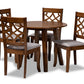 baxton studio mya modern and contemporary grey fabric upholstered and walnut brown finished wood 5 piece dining set | Modish Furniture Store-2
