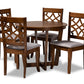 baxton studio tricia modern and contemporary grey fabric upholstered and walnut brown finished wood 5 piece dining set | Modish Furniture Store-2