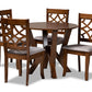 baxton studio alisa modern and contemporary grey fabric upholstered and walnut brown finished wood 5 piece dining set | Modish Furniture Store-2