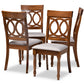 Baxton Studio Lucie Modern and Contemporary Grey Fabric Upholstered and Walnut Brown Finished Wood 4-Piece Dining Chair Set | Modishstore | Dining Chairs - 4