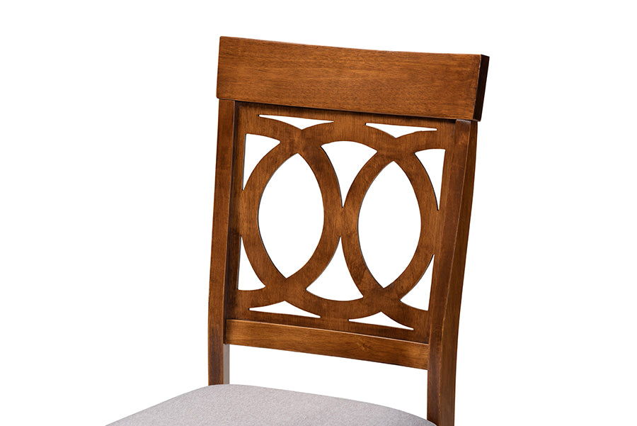 Baxton Studio Lucie Modern and Contemporary Grey Fabric Upholstered and Walnut Brown Finished Wood 4-Piece Dining Chair Set | Modishstore | Dining Chairs - 2