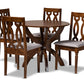 baxton studio mona modern and contemporary grey fabric upholstered and walnut brown finished wood 5 piece dining set | Modish Furniture Store-2