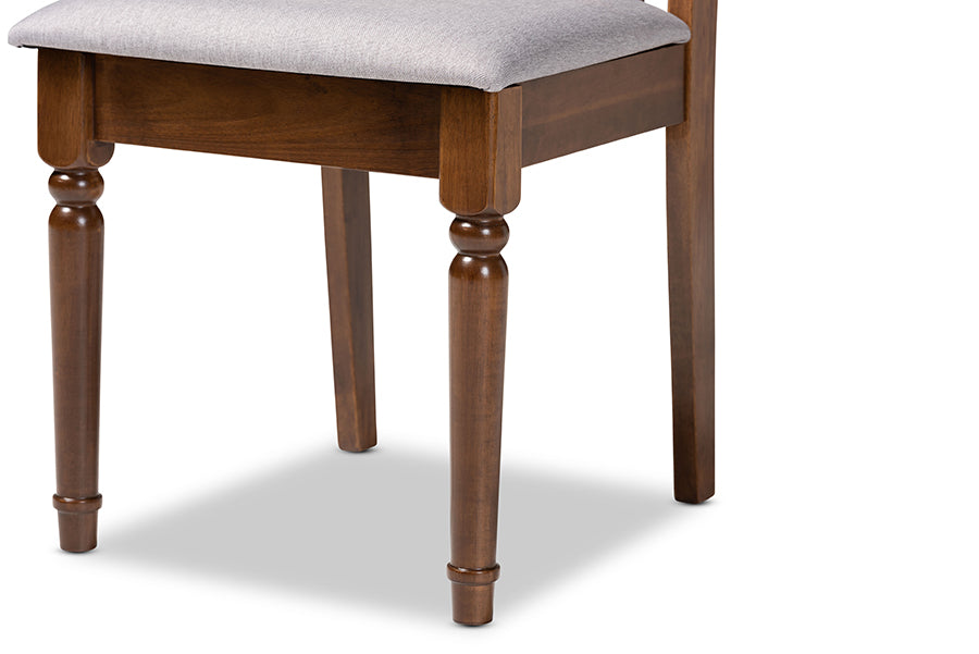 Baxton Studio Cherese Modern and Contemporary Grey Fabric Upholstered Walnut Brown Finished 4-Piece Wood Dining Chair Set | Modishstore | Dining Chairs - 3