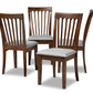 Baxton Studio Minette Modern and Contemporary Grey Fabric Upholstered Walnut Brown Finished Wood Dining Chair Set | Modishstore | Dining Chairs - 4