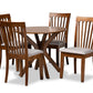 baxton studio lore modern and contemporary grey fabric upholstered and walnut brown finished wood 5 piece dining set | Modish Furniture Store-2